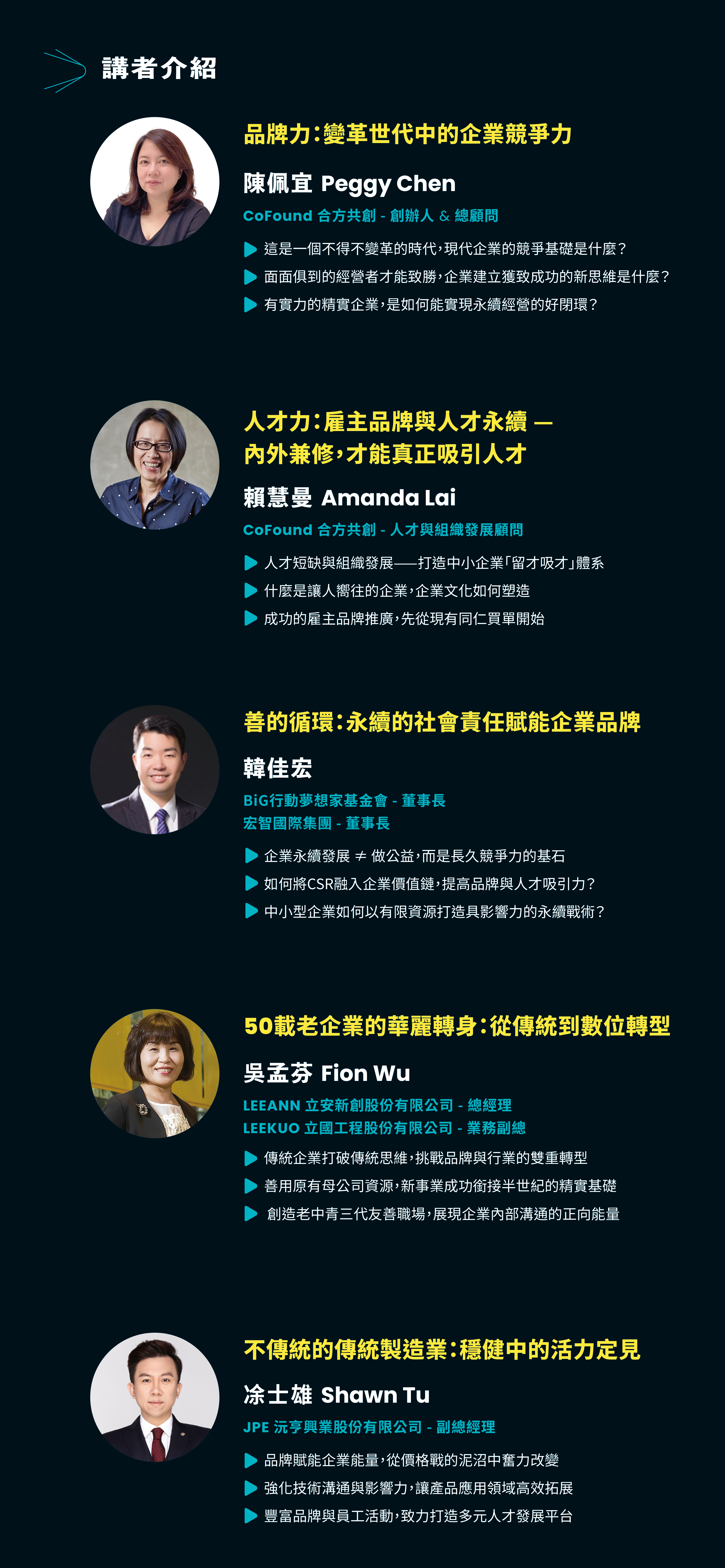 講者介紹 (如上方表格中內容所述)