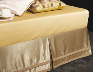 蕾絲床裙-米-金邊