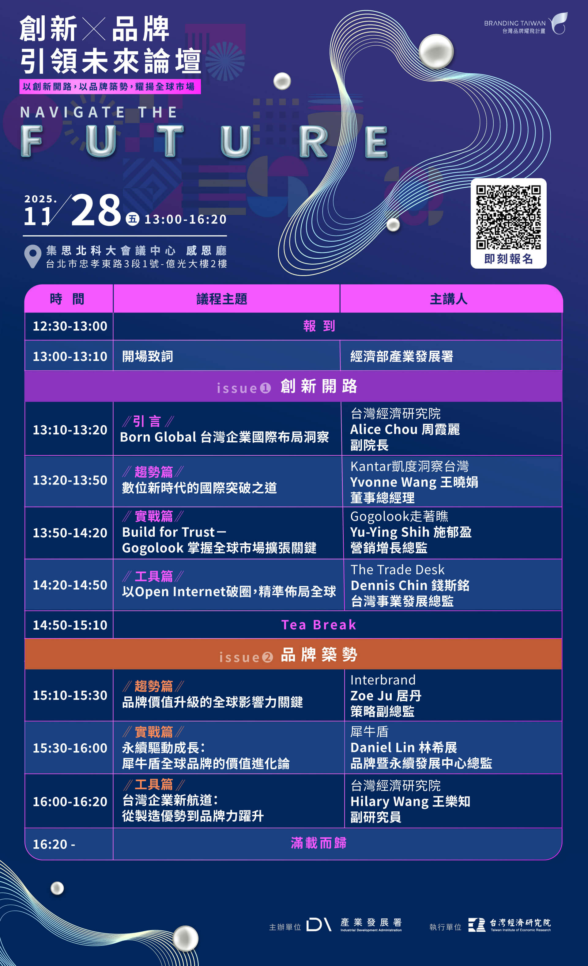 2025【Navigate the Future】創新 &times; 品牌 引領未來論壇議程