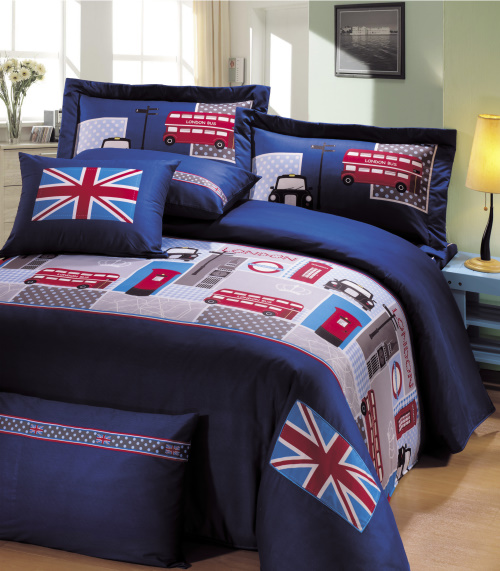 倫敦街頭厚枕套(45*75)-藍