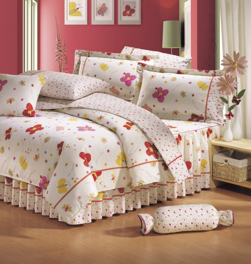 蝶飛花舞厚枕套(45*75)-米