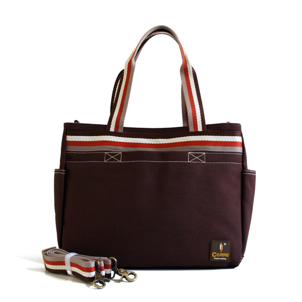 雙層配色帆布肩背包