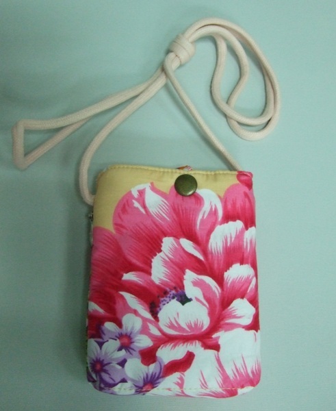 牡丹花束口手機袋