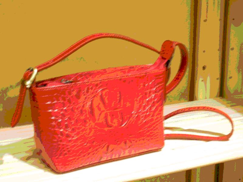 Sika紅色壓紋斜背包