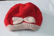雙層針織毛線帽-紅色