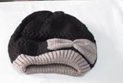 雙層針織毛線帽-黑色