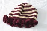 針織童帽-暗紅色/卡其
