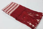 針織圍巾-紅/白