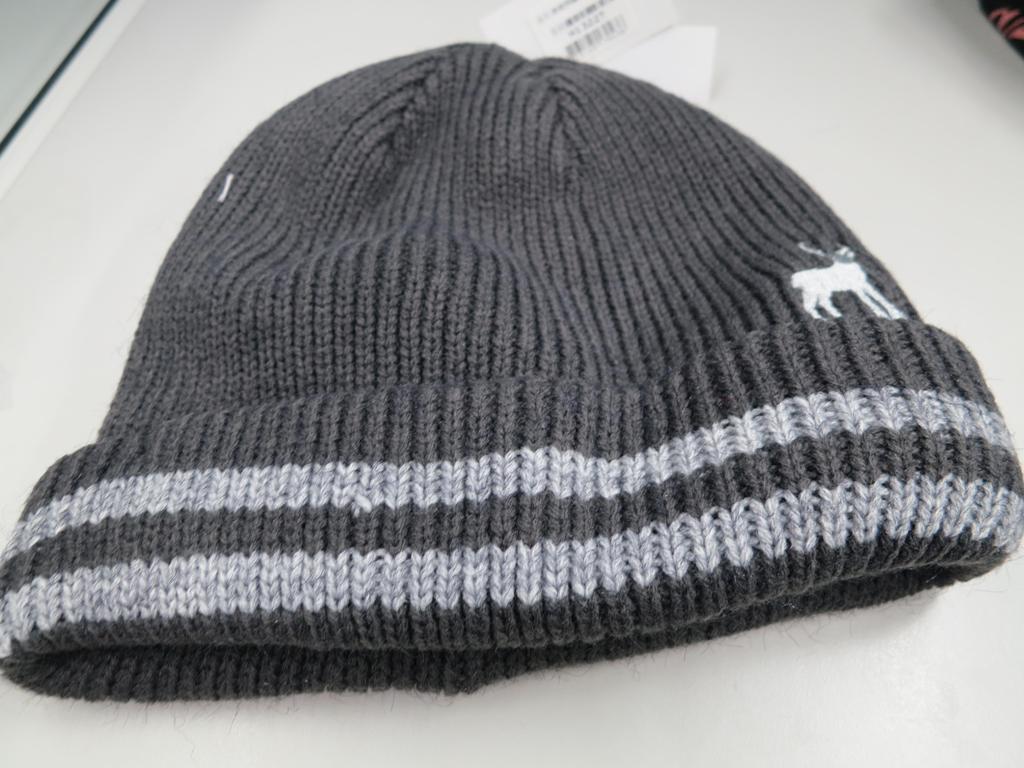 麋鹿刺繡條紋反摺帽