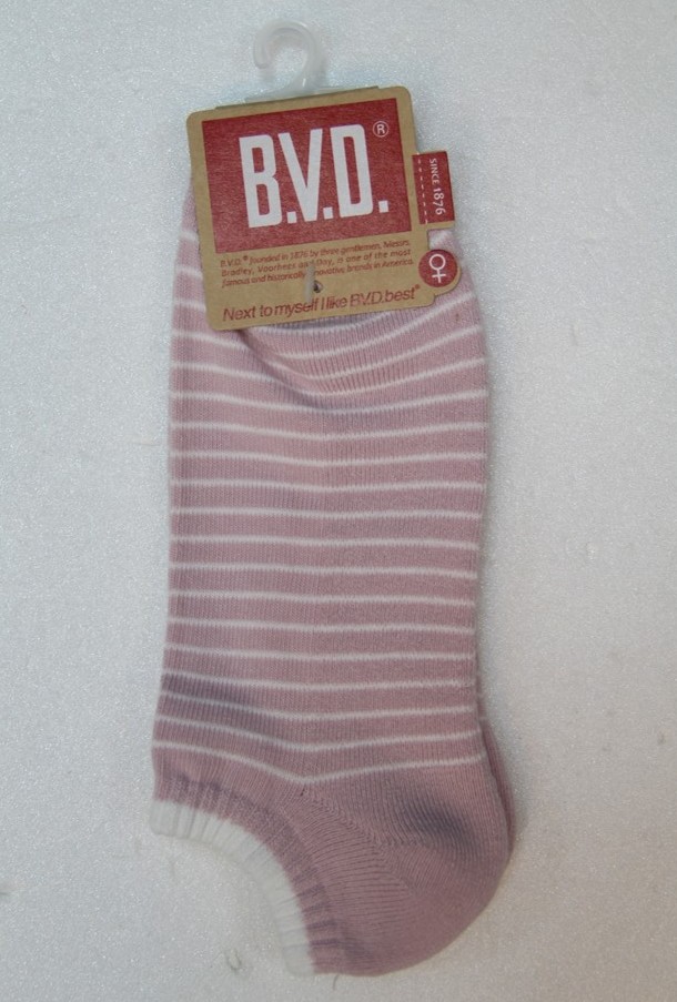BVD條紋毛巾底女踝襪