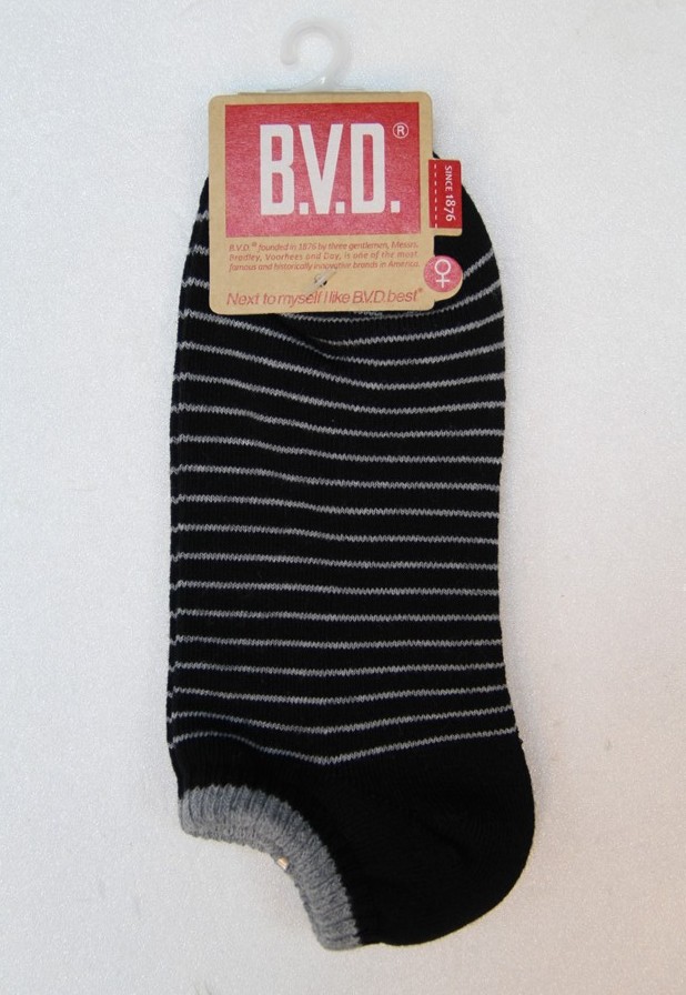 BVD條紋毛巾底女踝襪