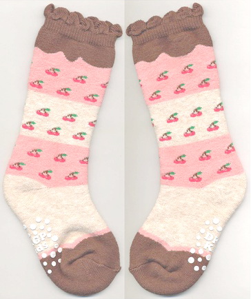 櫻桃長筒毛巾童襪