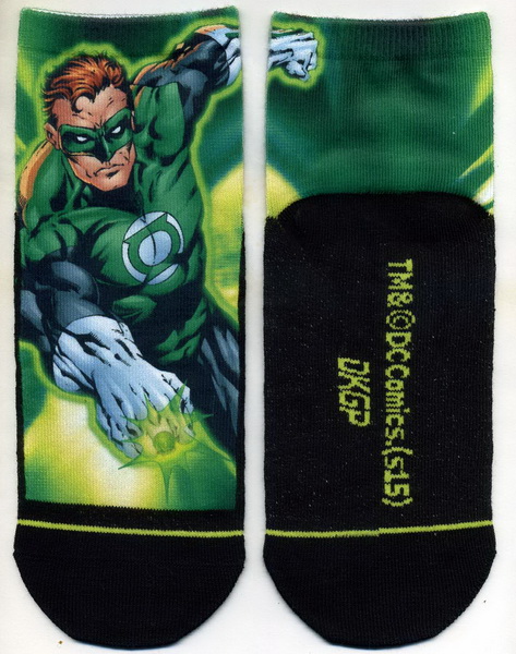 綠燈俠-轉印平面短筒襪