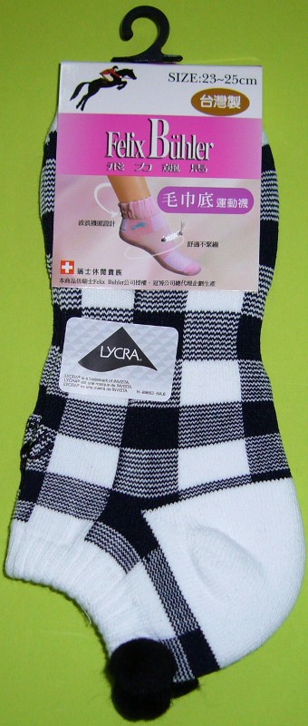 女毛巾底格子襪套