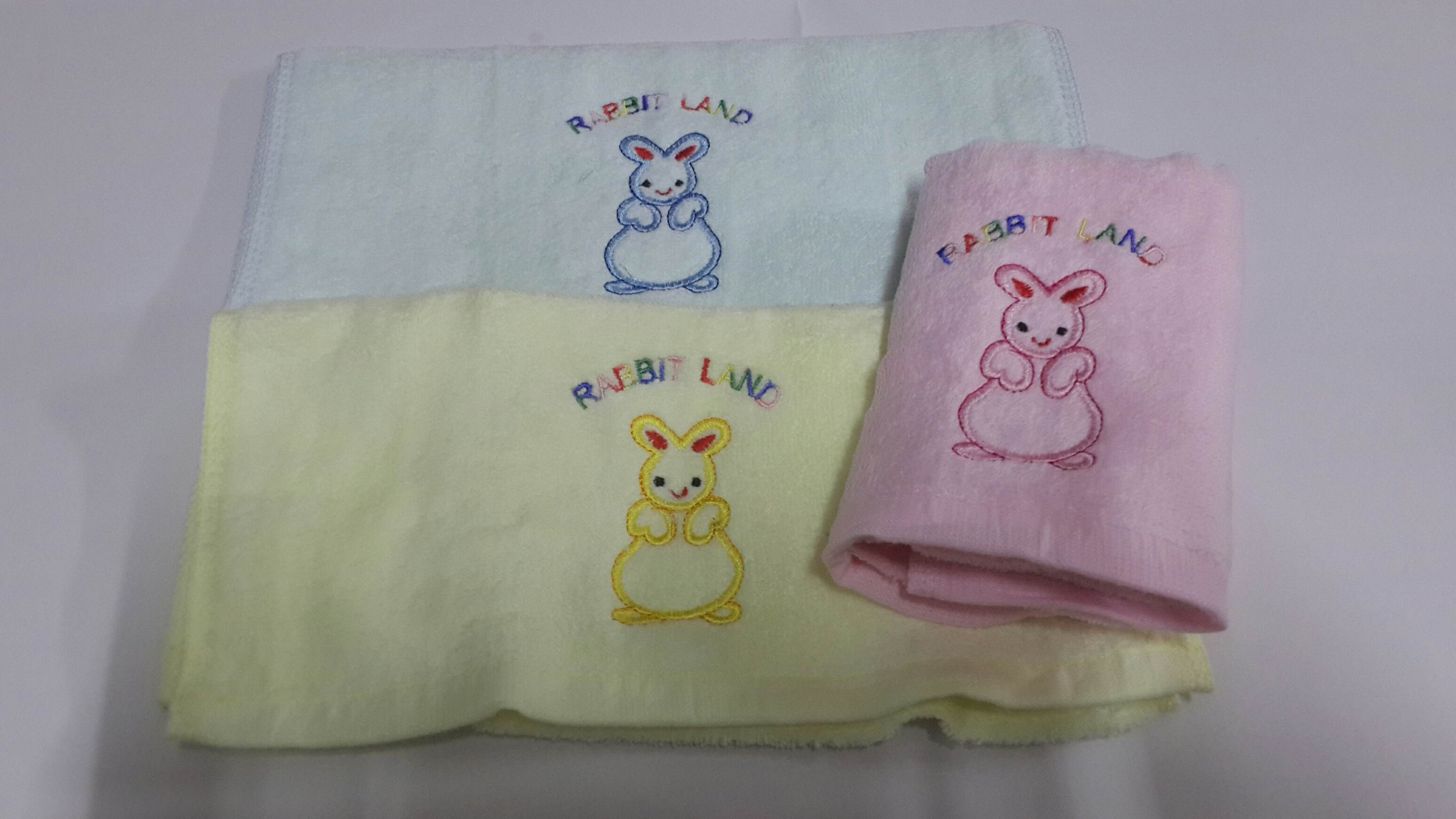 刺繡小白兔童巾