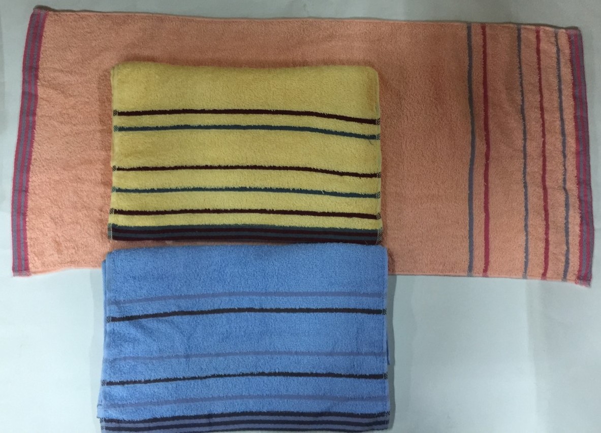 彩條緞檔毛巾