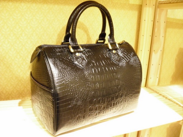 Sika壓紋黑色短把手手提包(小)