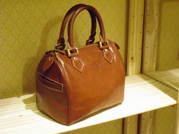 Sika素面淺咖啡色短把手手提包(小)