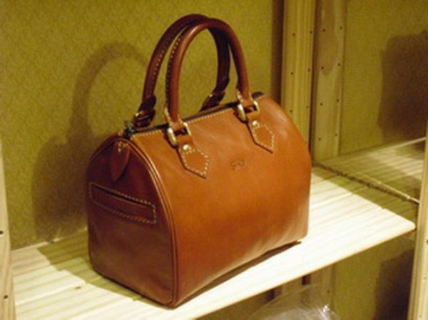 Sika素面淺咖啡色短把手手提包(小)