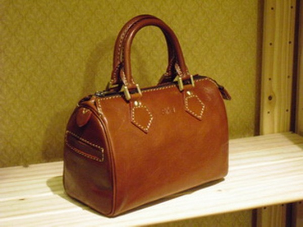 Sika素面淺咖啡色短把手手提包(小)