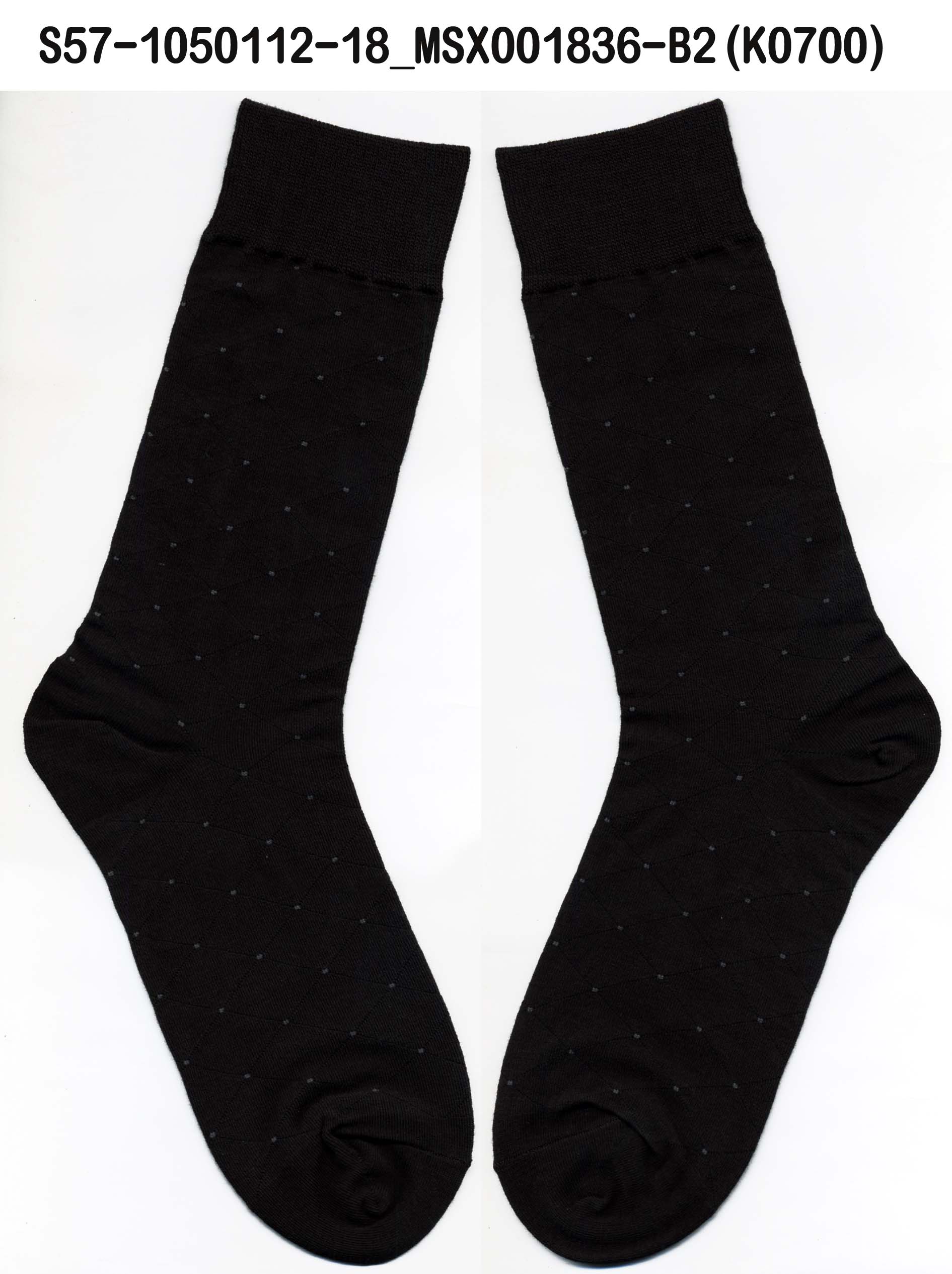 菱格紋紳士襪-黑