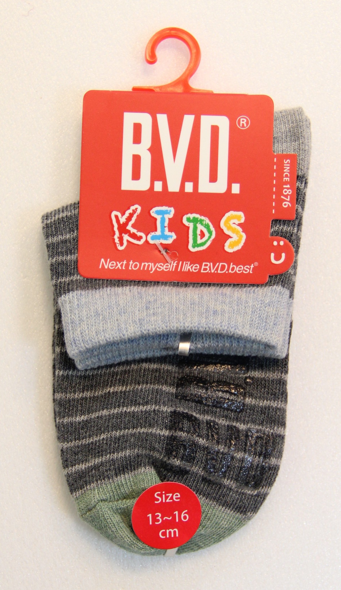 B.V.D自在條紋3/4童襪(13-16CM)