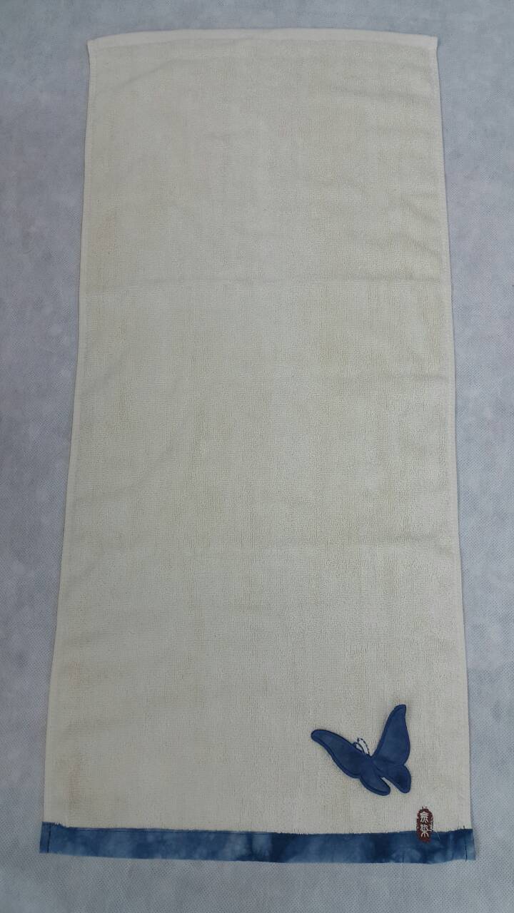 藍染蝴蝶毛巾