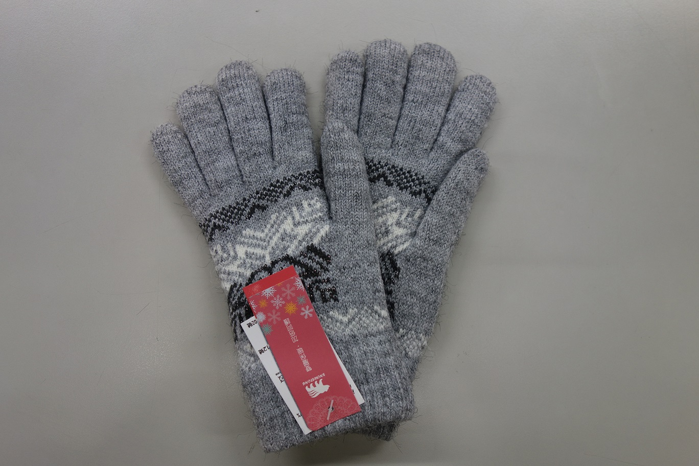 女士雪花圖騰加蔥雙層手套