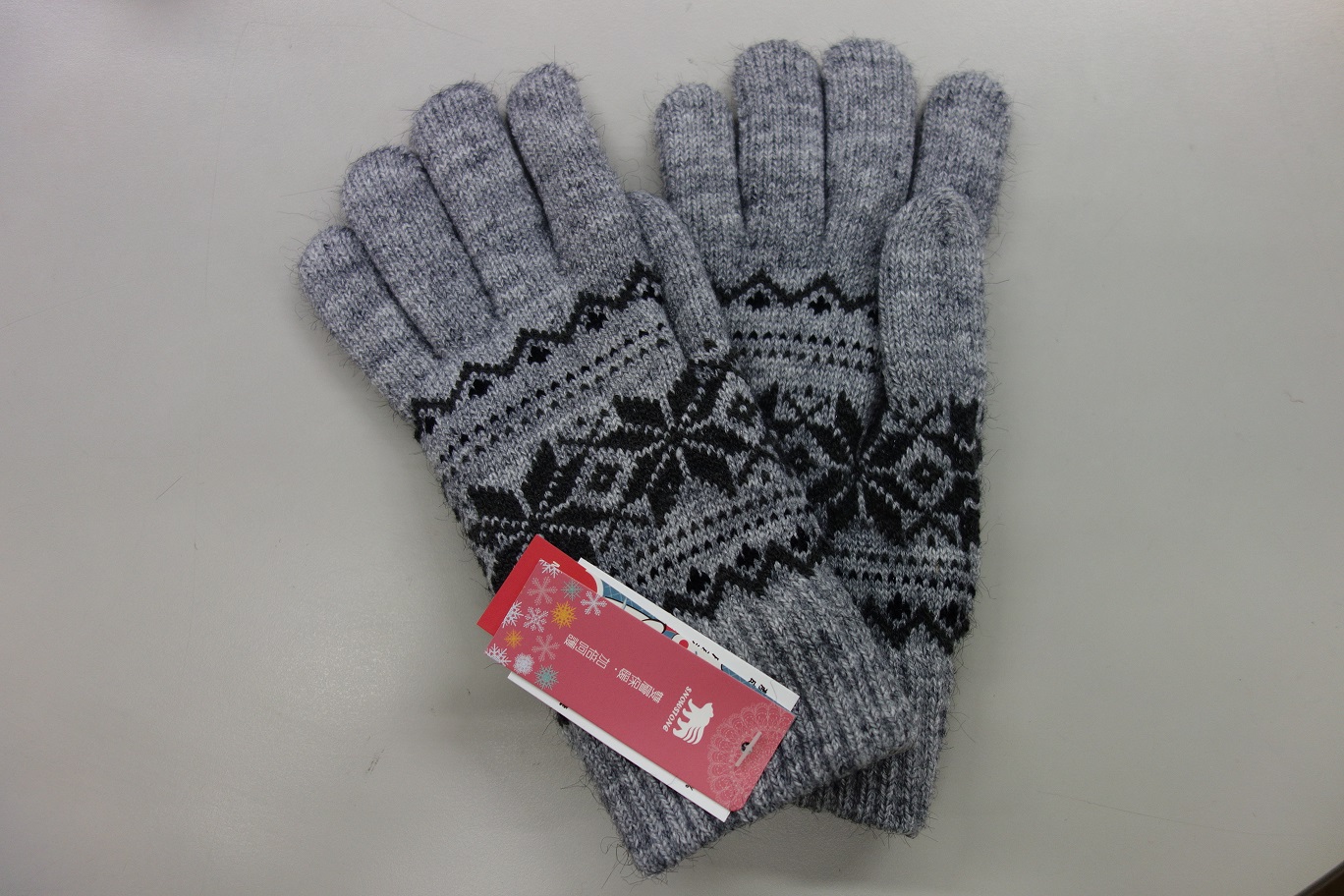 女士絲綴雪花雙層手套