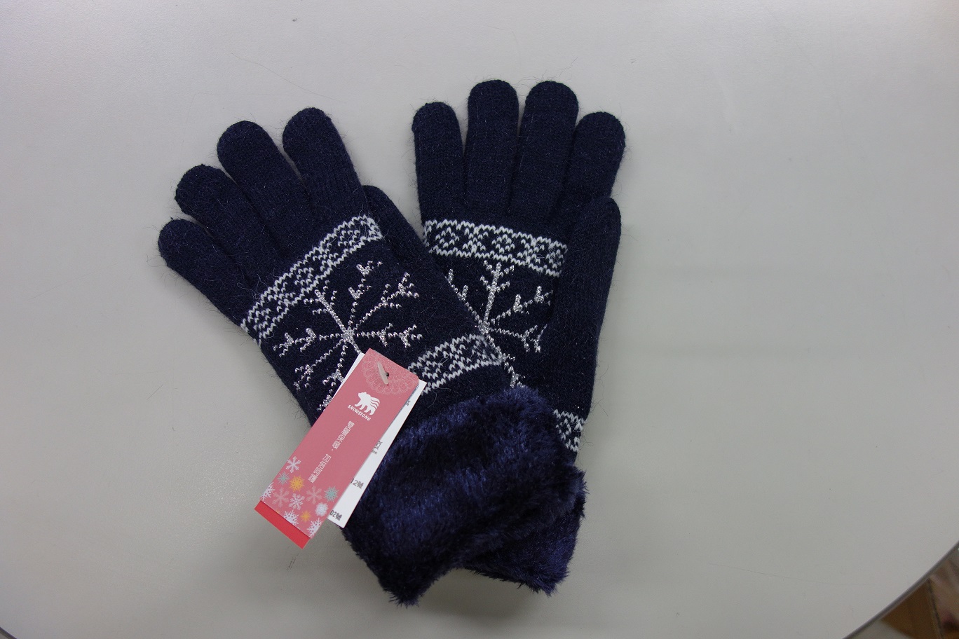 女士光燦雪花反摺雙層手套