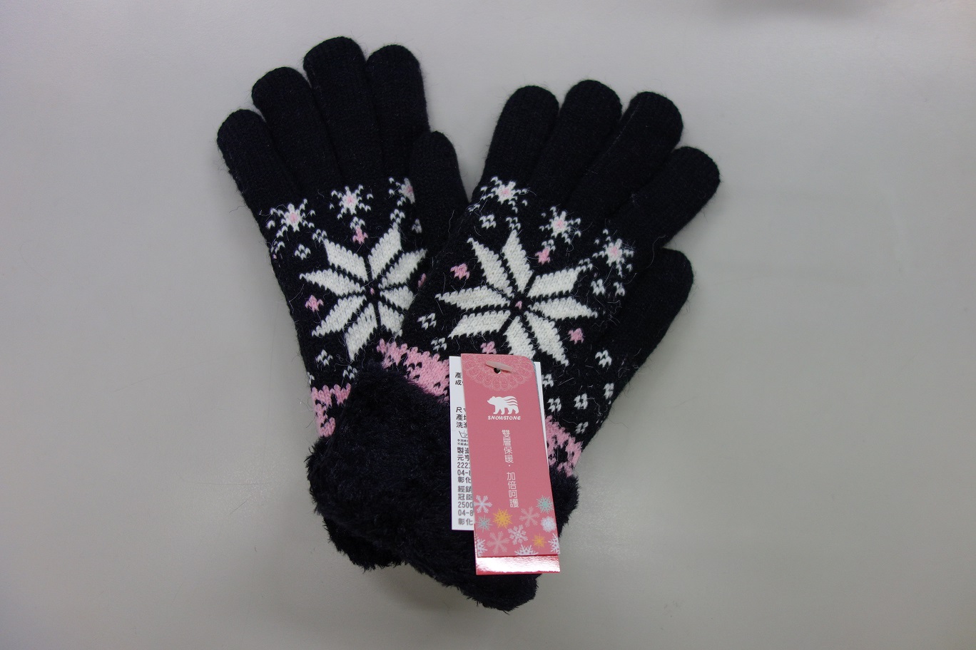 女士玩美雪花反摺雙層手套