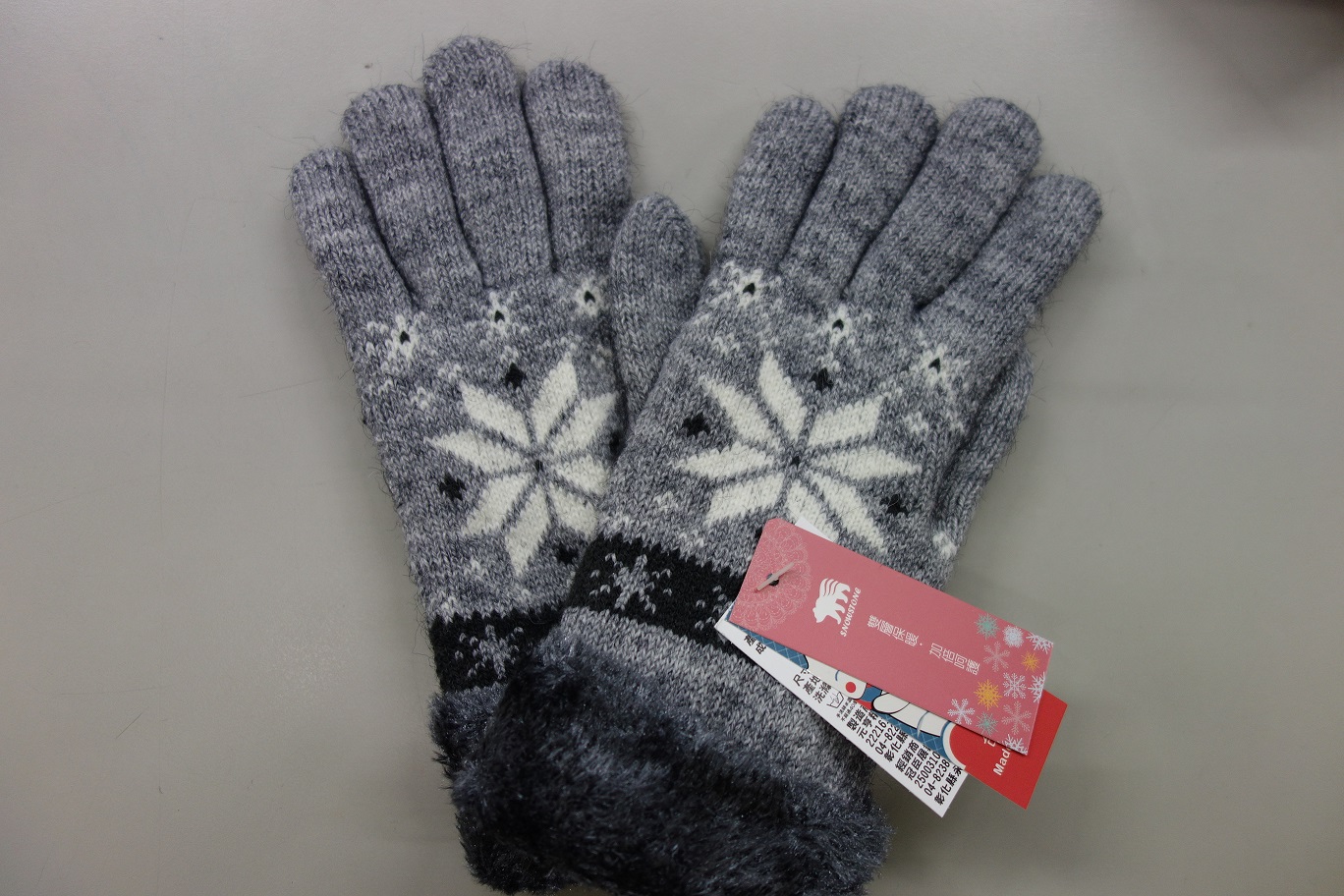 女士玩美雪花反摺雙層手套
