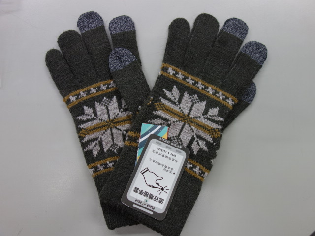 男士箭靶雪花觸控單層手套雙電3指