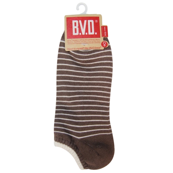 BVD條紋毛巾底女踝襪