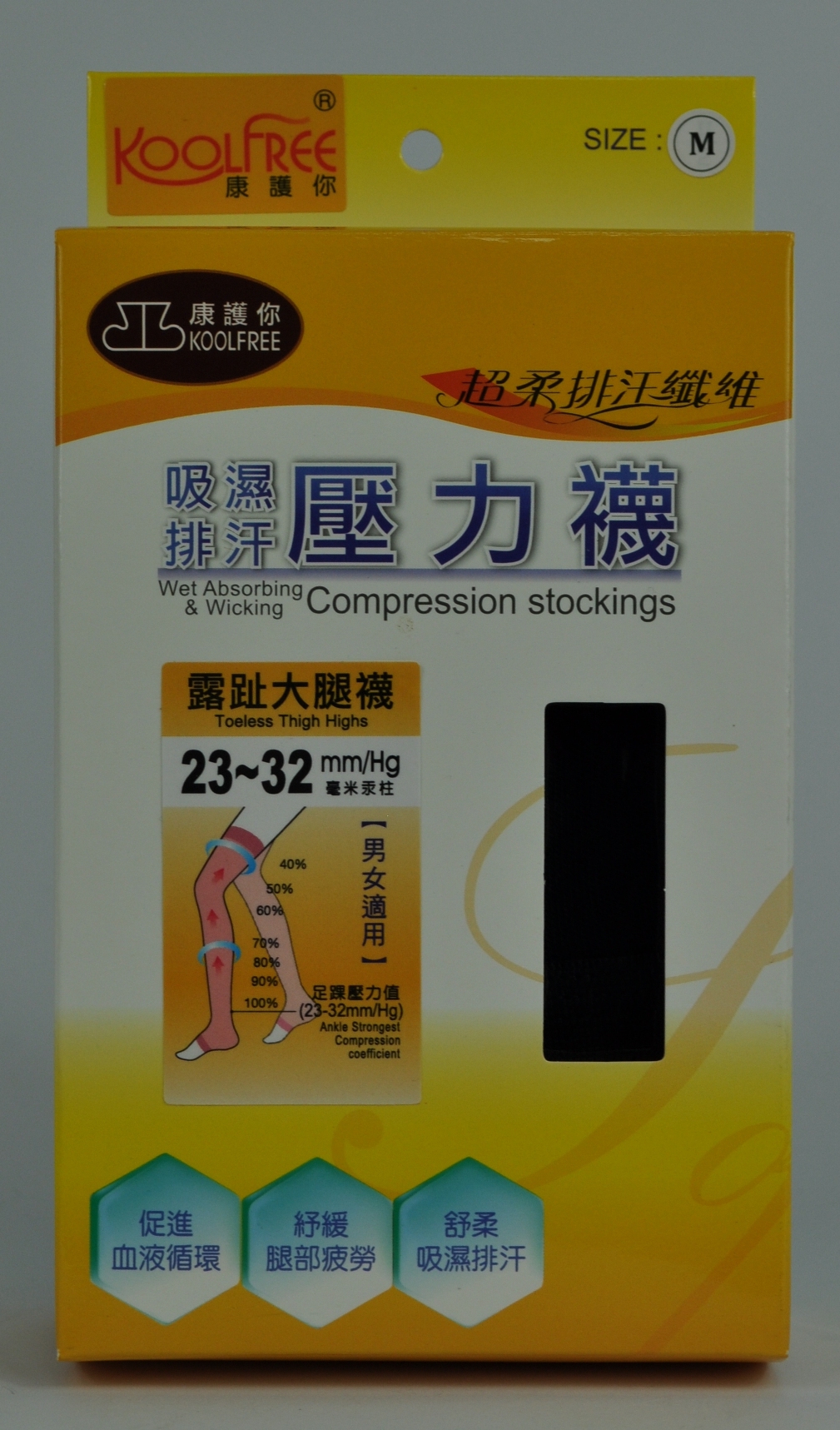 23-32mm/Hg吸濕排汗露趾大腿襪