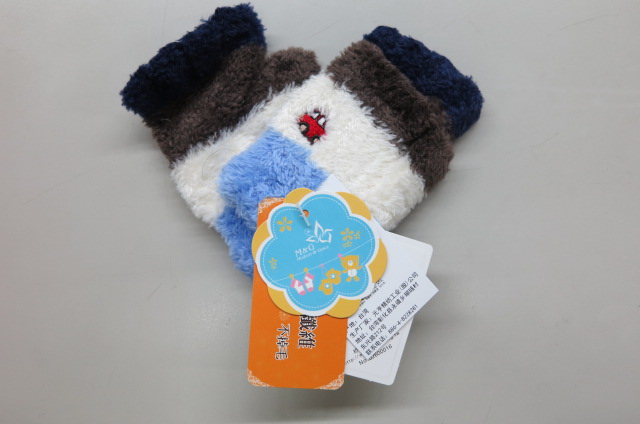 動物派對羽毛萊卡半手套指加刺繡