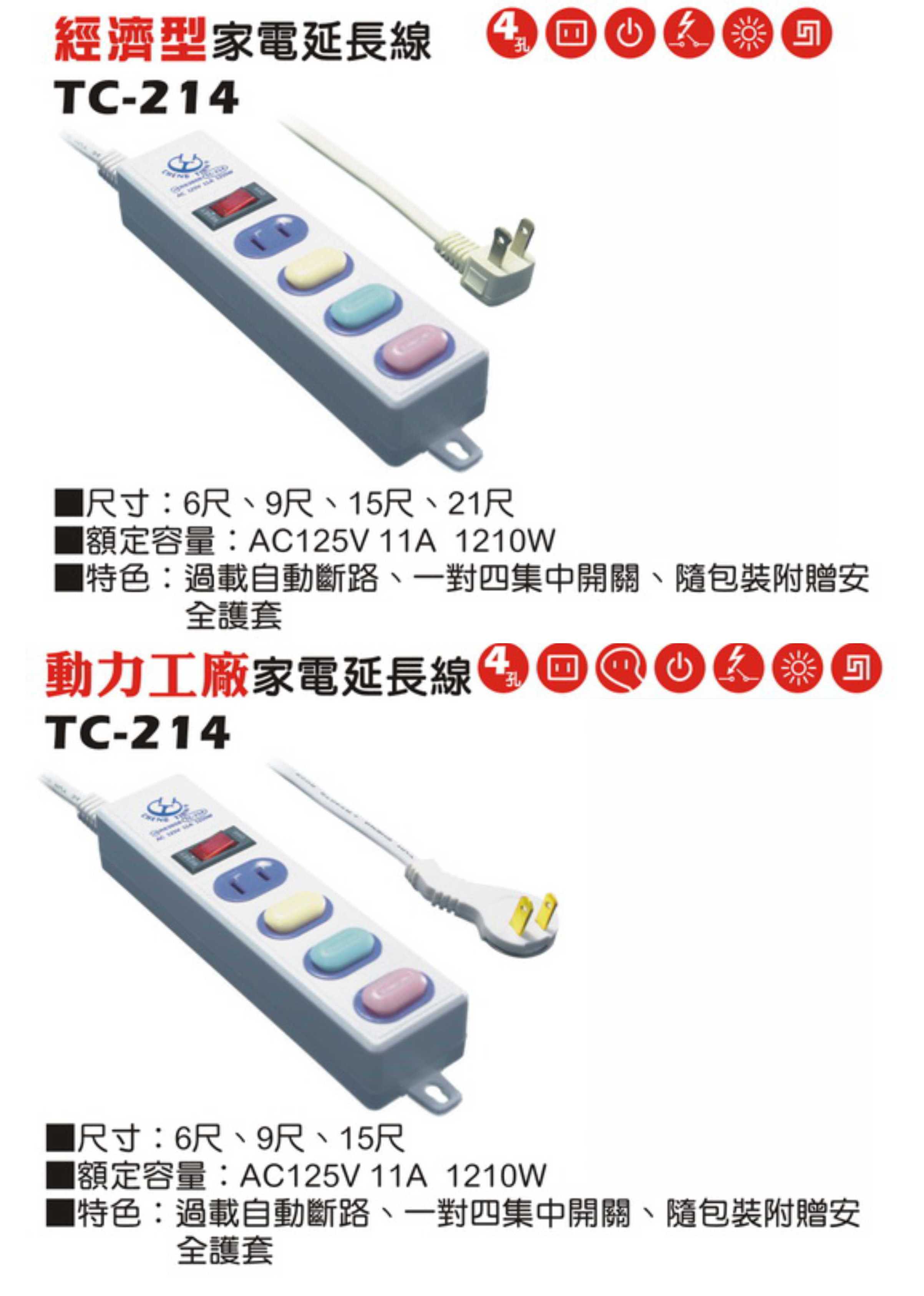 2極 125V 轉接電源線組