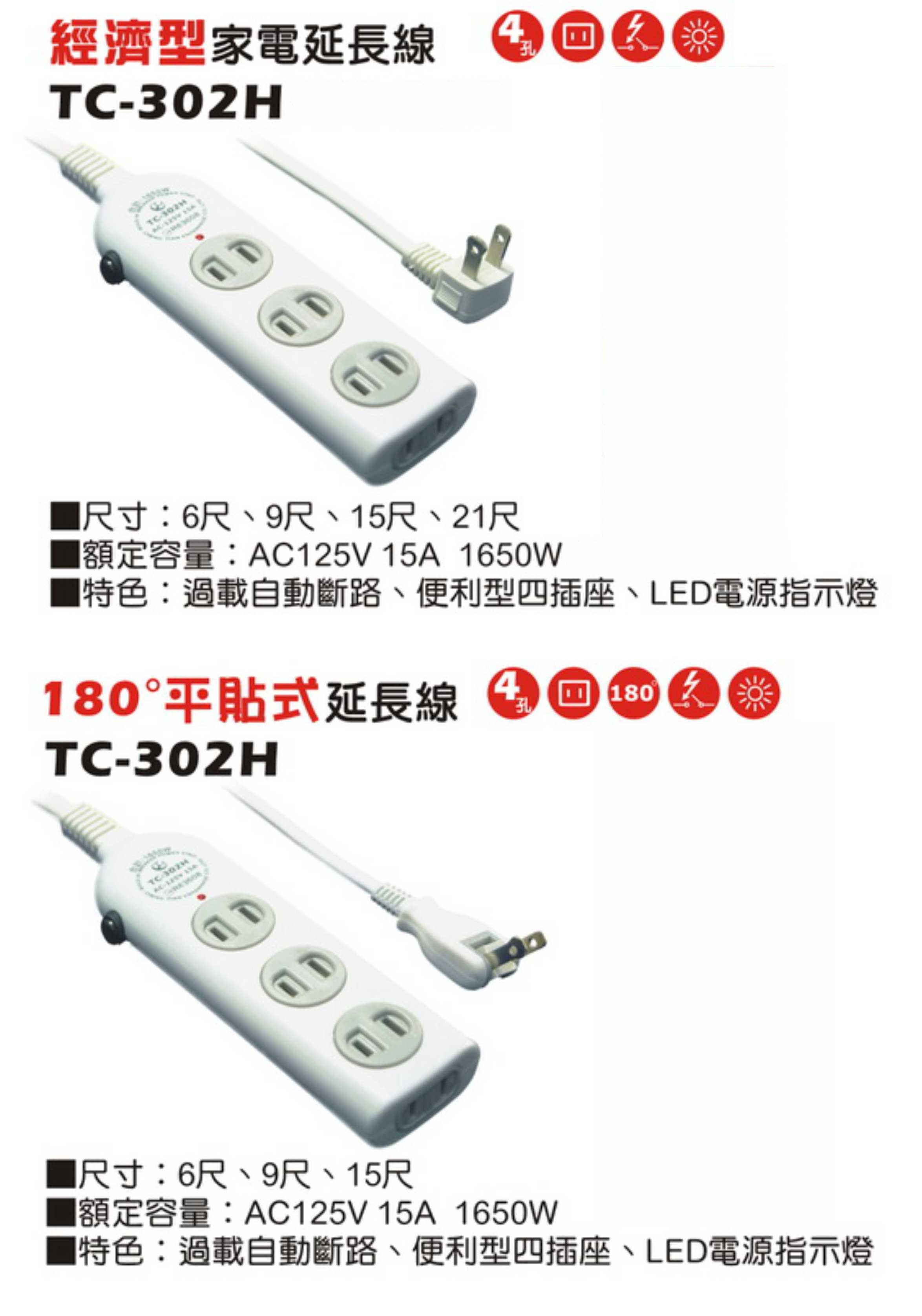 2極 125V 轉接電源線組