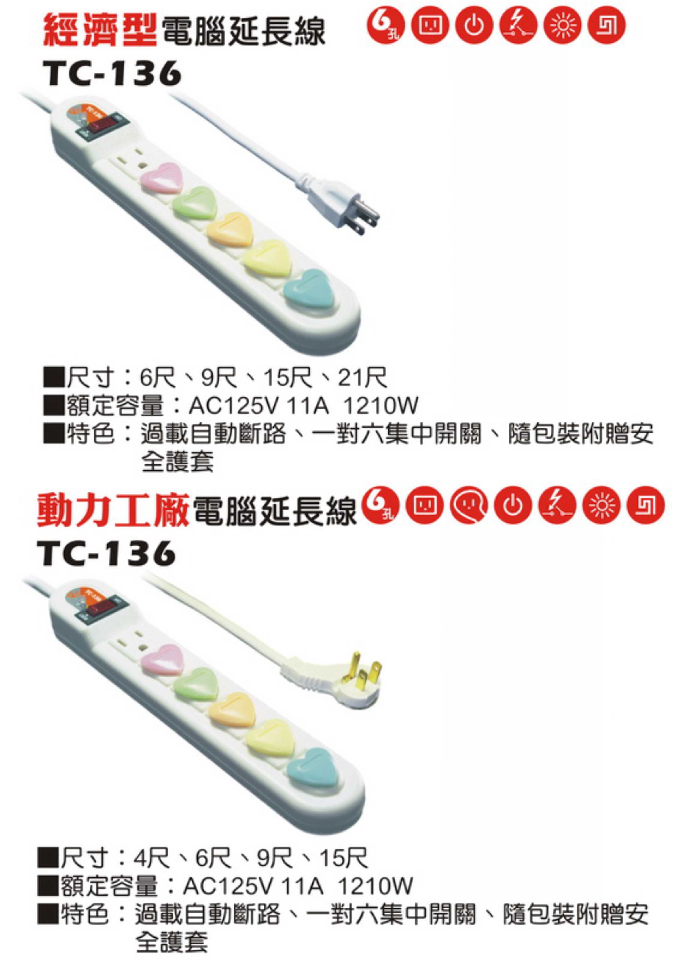 2極接地型125V轉接電源線組