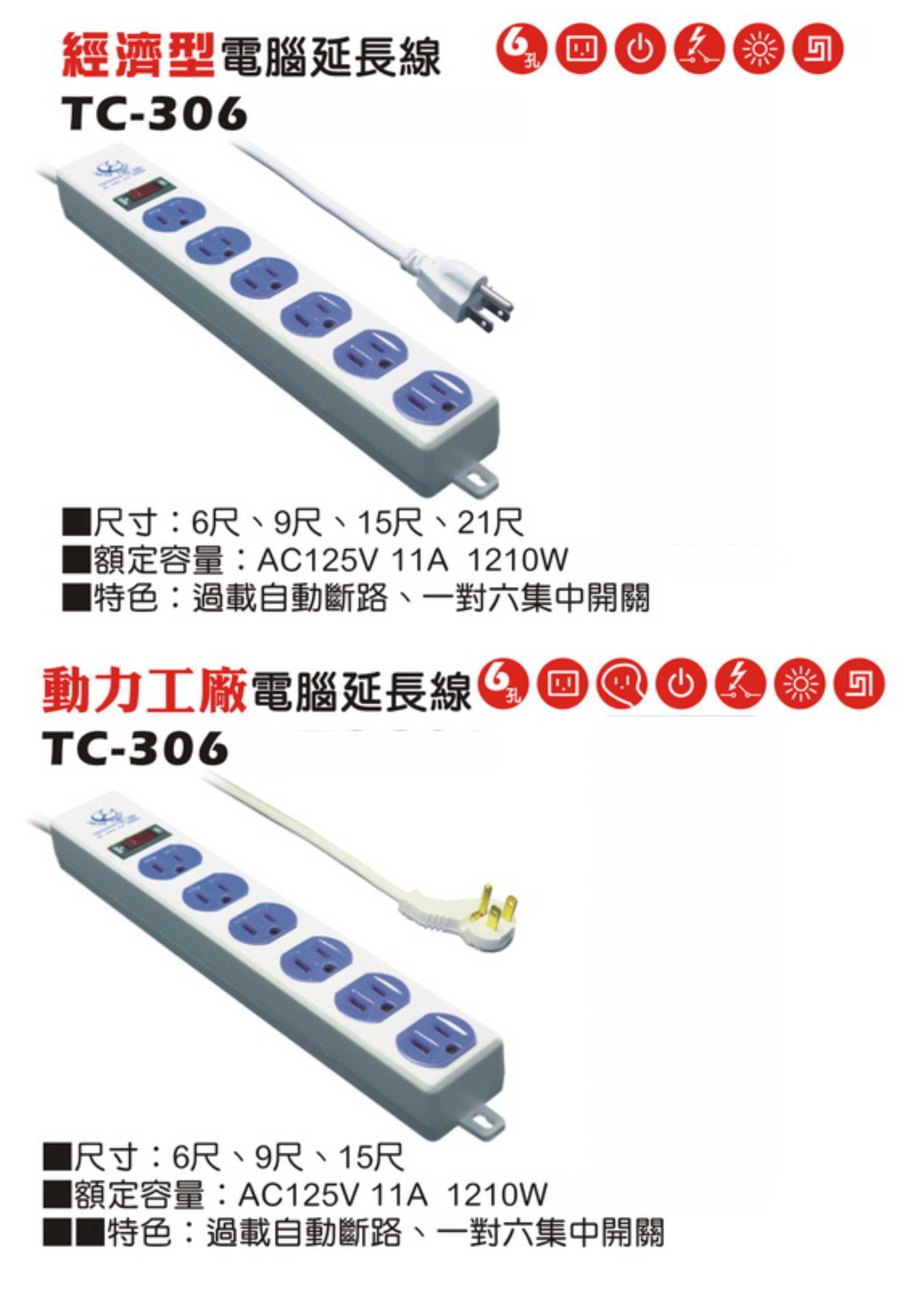 2極接地型125V轉接電源線組
