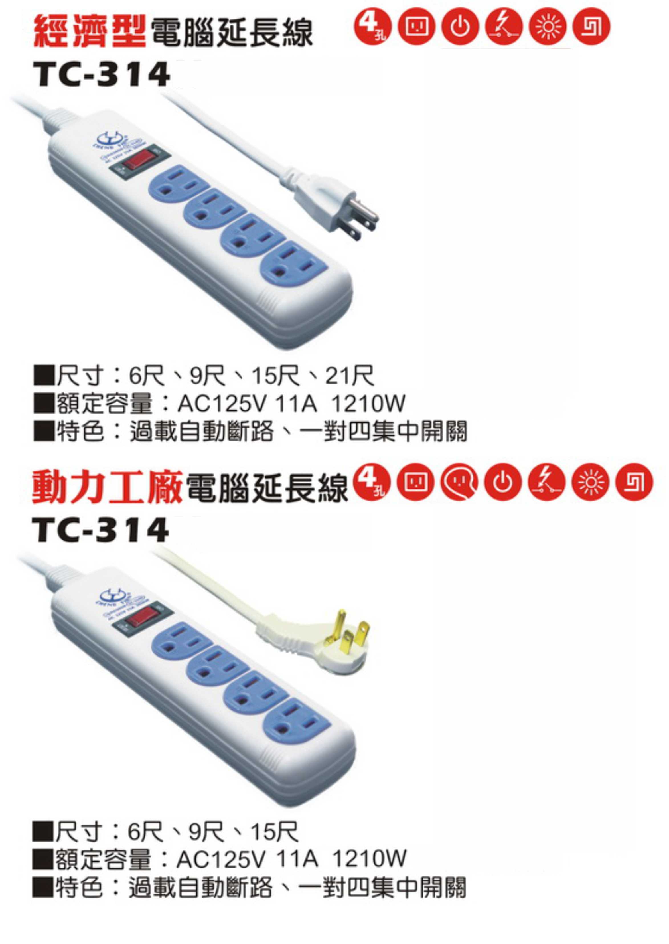 2極接地型125V轉接電源線組