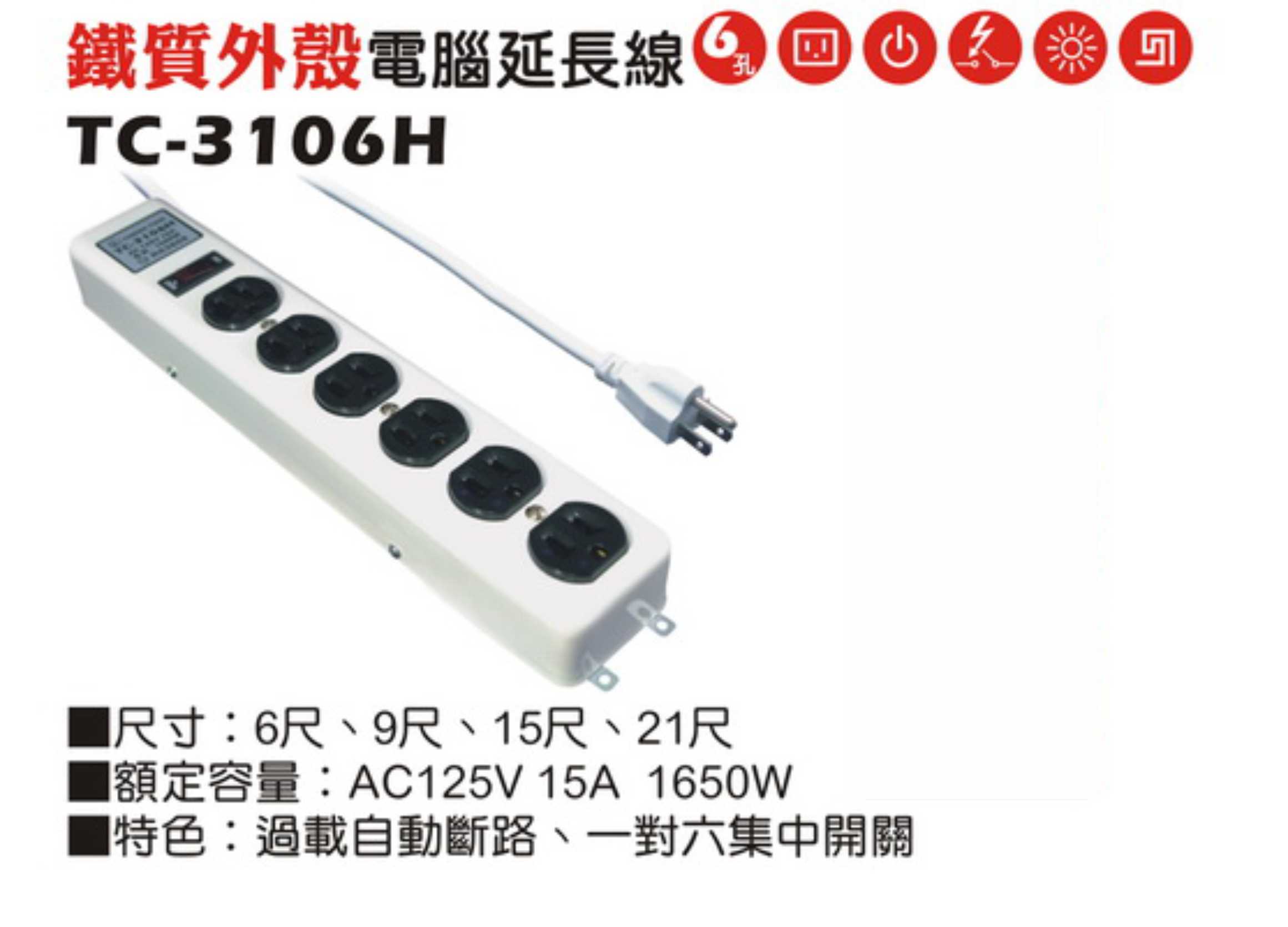 2極接地型125V轉接電源線組