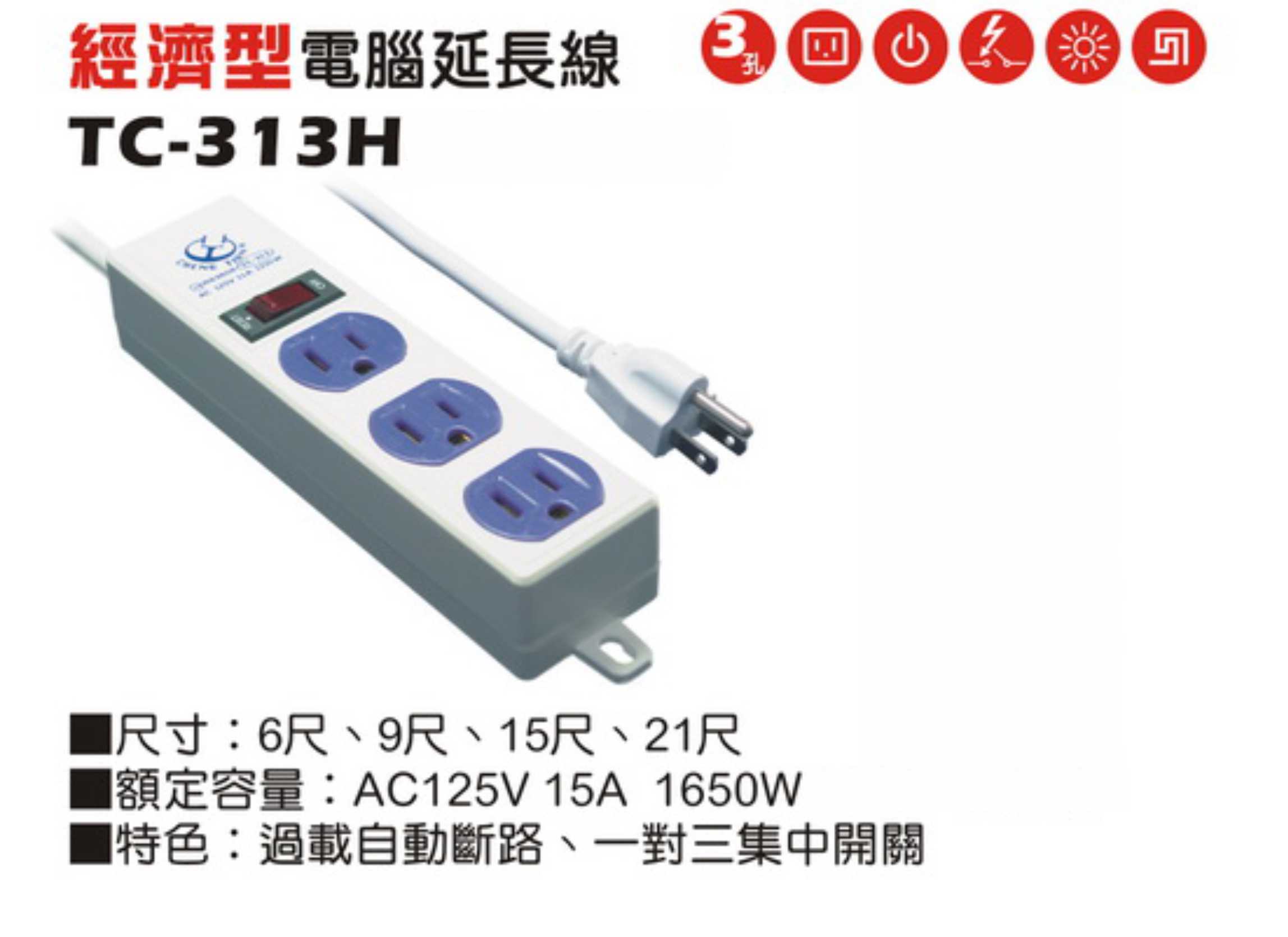 2極接地型125V轉接電源線組