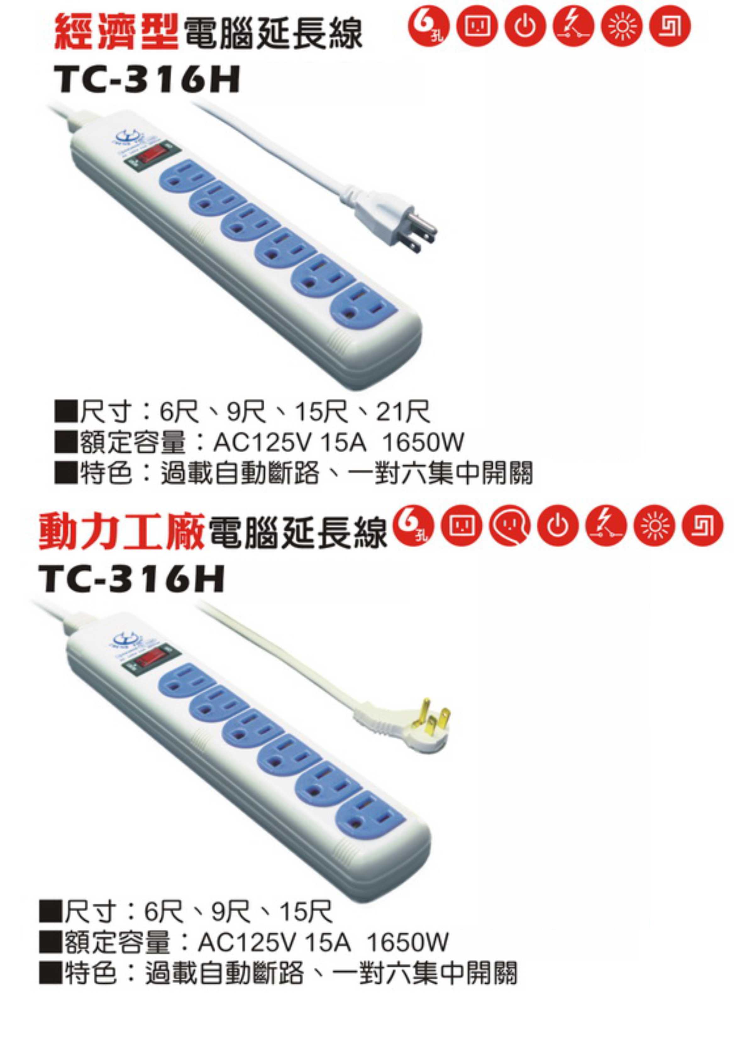 2極接地型125V轉接電源線組