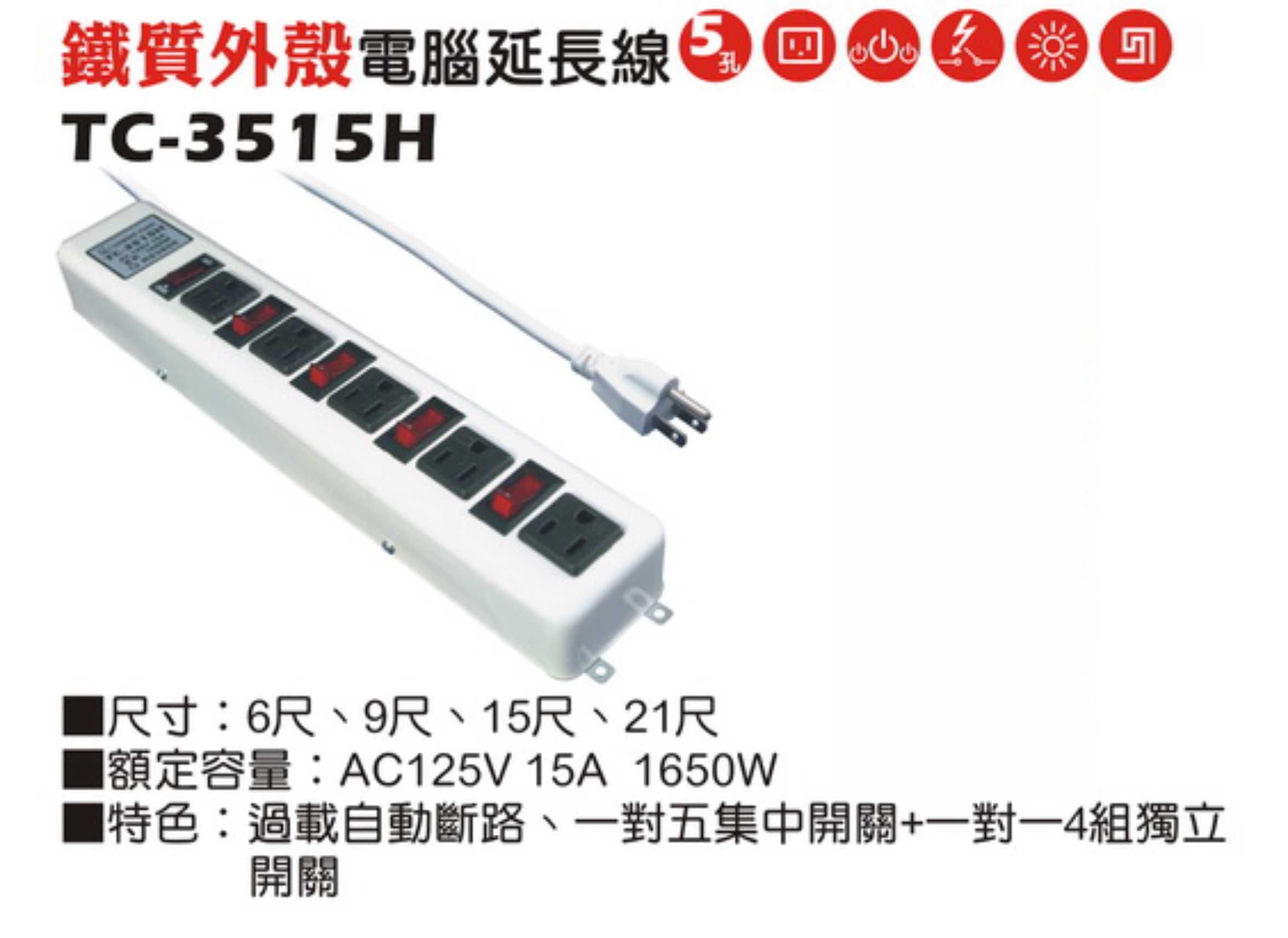 2極接地型125V轉接電源線組