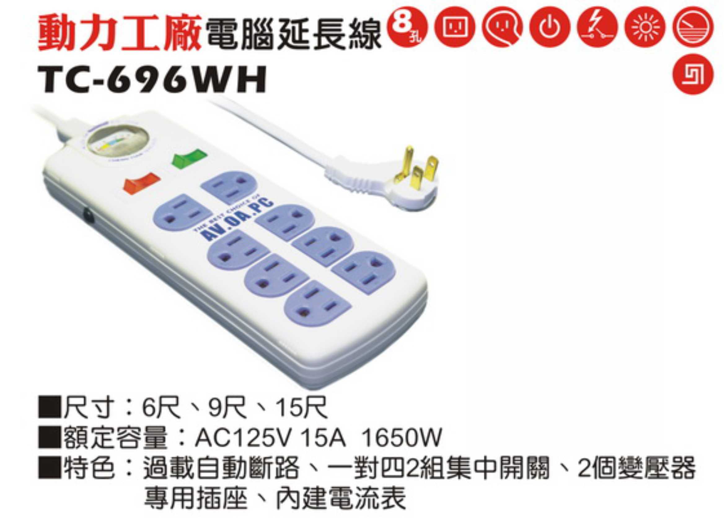 2極接地型125V轉接電源線組