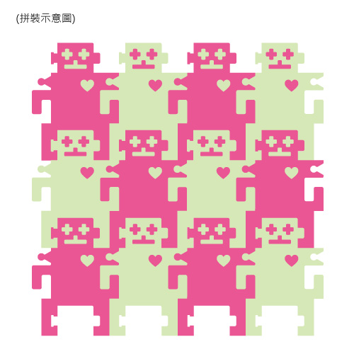 Robot Floor Mat 機器人雙色組合地墊-桃紅綠