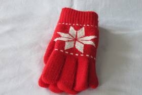 針織毛線手套-紅色