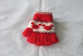 針織童半指手套-紅色