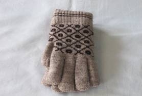 針織毛線手套-可可
